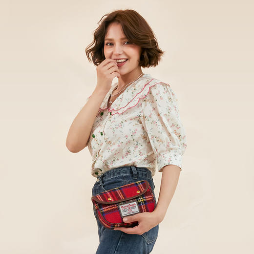 Harris Salome 粗花呢格英伦复古多功能斜挎单肩包 商品图3