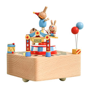 猫的天空之城八音盒《马戏团》木质卡通女生音乐盒机械生日礼物