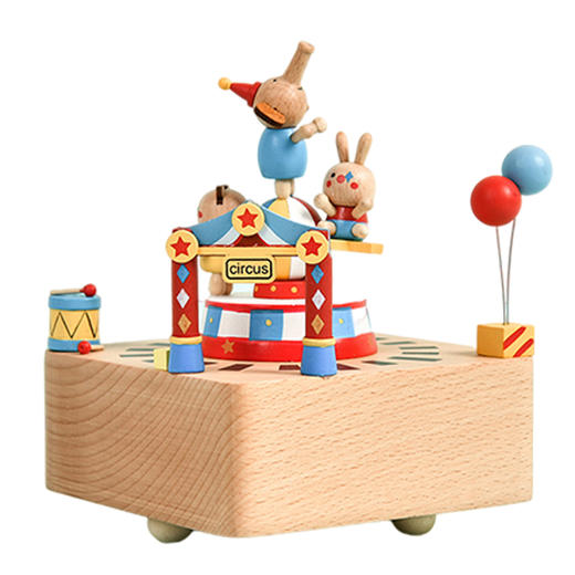 猫的天空之城八音盒《马戏团》木质卡通女生音乐盒机械生日礼物 商品图0