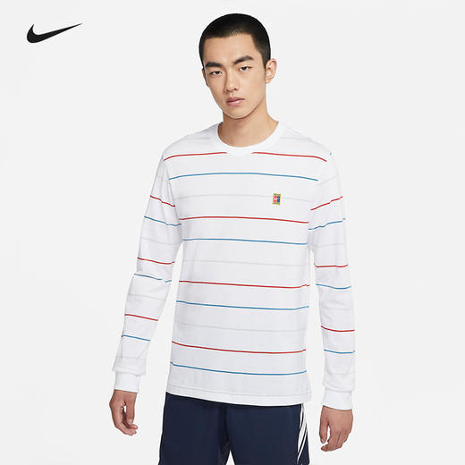 nike耐克网球服男秋季长袖T恤圆领条纹衫DJ2808 商品图0