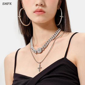 清仓 SMFK十字花古巴钻石项链 银色，合金 Compass AN012S.潮快闪[福利品]