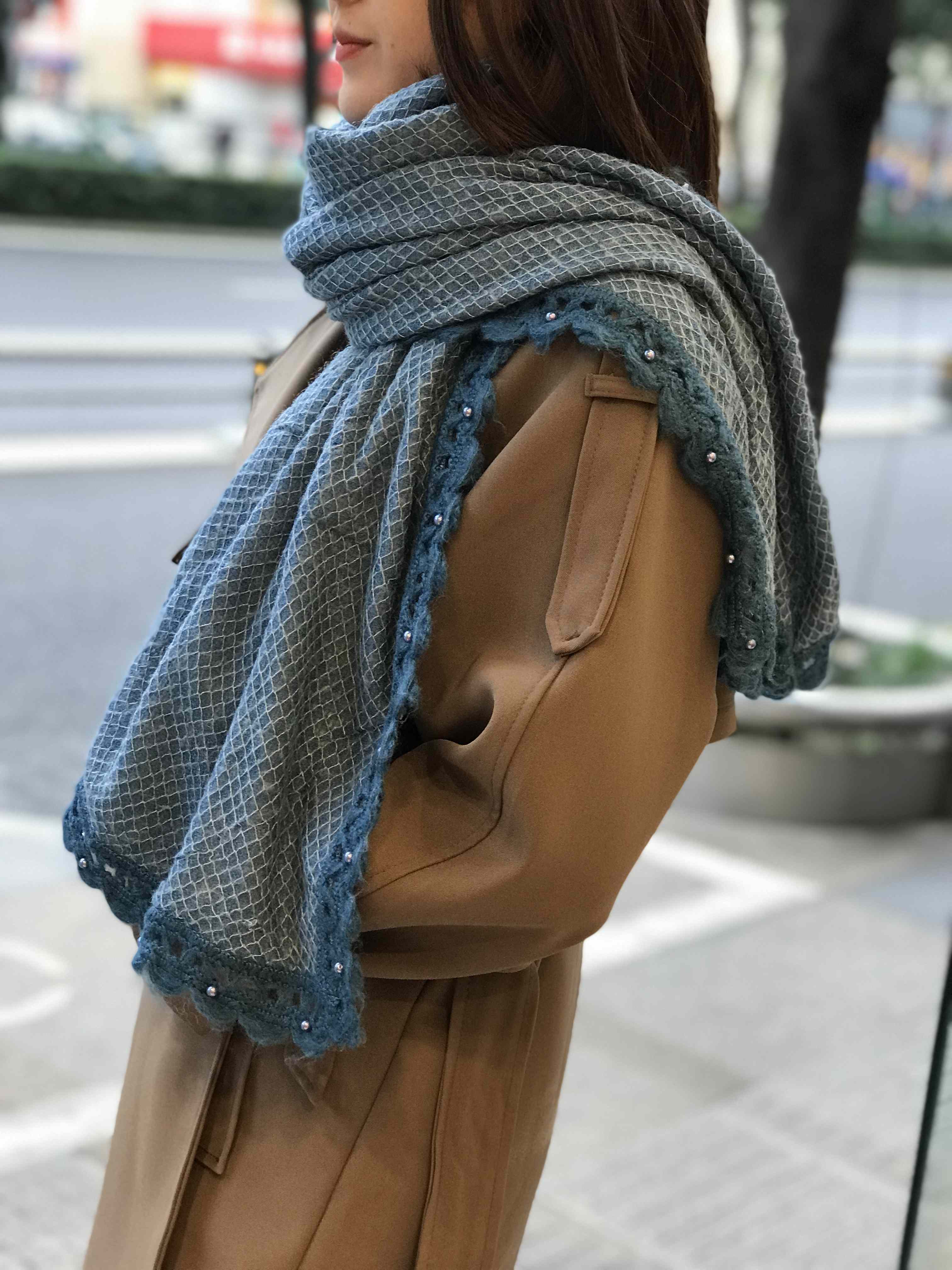 优品堂《东方之珠》拉毛双面围巾披肩两用