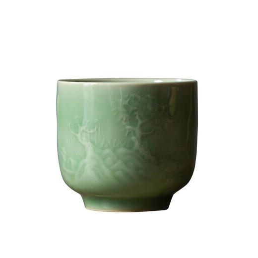 茶香记 陈克萍 粉青手工杯 直口山水杯 弟窑 手作 简约 商品图4