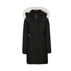 MOOSE KNUCKLES 中长款带帽白毛领 女士羽绒服 黑色 M31LP223 290