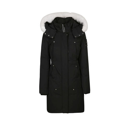 MOOSE KNUCKLES 中长款带帽白毛领 女士羽绒服 黑色 M31LP223 290 商品图0