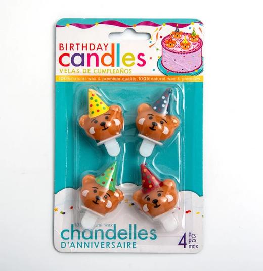 彩色帽子小熊蜡烛(4支装)（仅随蛋糕一起配送） 商品图0