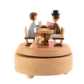 猫的天空之城八音盒《午后拿铁》木质八音盒创意礼品摆件生日送女友