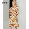 EITIE爱特爱秋季新款时尚洋气枫叶印花收腰显瘦立领连衣裙女6707416 商品缩略图0