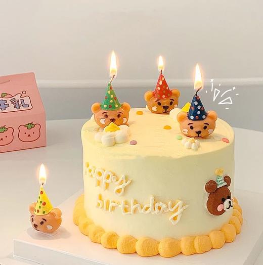 彩色帽子小熊蜡烛(4支装)（仅随蛋糕一起配送） 商品图1