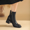 西村名物2021年秋冬新款皮面显瘦增高时装靴气质短靴女T21DS44991 商品缩略图1