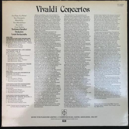 LP黑胶唱片 维瓦尔第《协奏曲》 图卢兹室内乐团 路易·奥里亚孔布指挥 商品图1