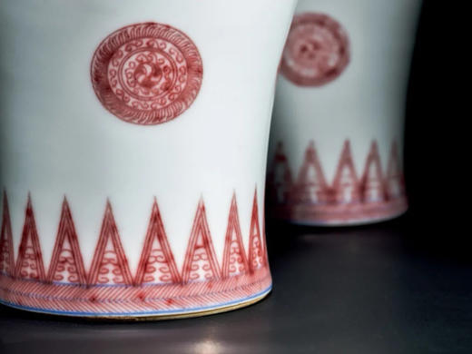 【愚彻山房】【青花釉里红团花纹摇铃尊】口径3.2cm 高23.2cm 商品图5