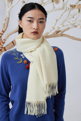 水波纹羊绒围巾 SJF93P432N