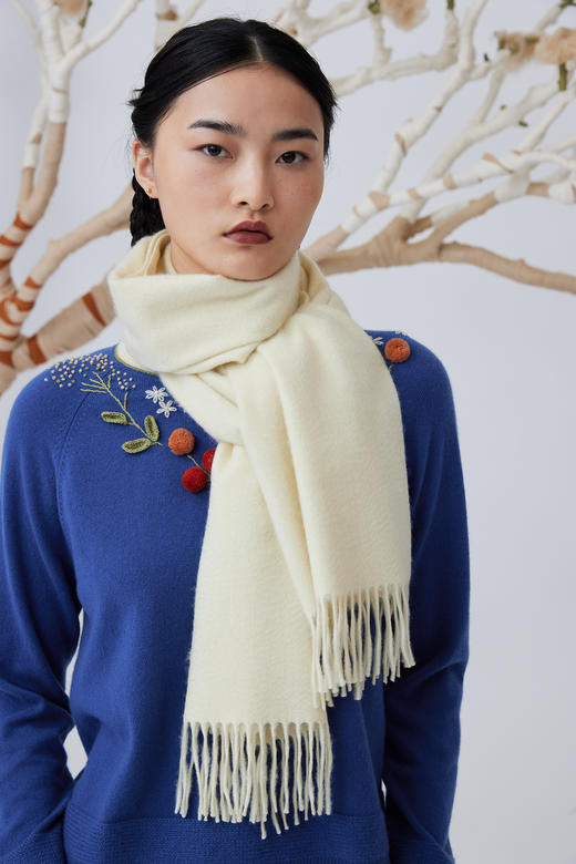 水波纹羊绒围巾 SJF93P432N 商品图0