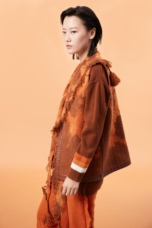 手工毛毡羊绒廓形女式马甲 SJF93W223N 商品图0