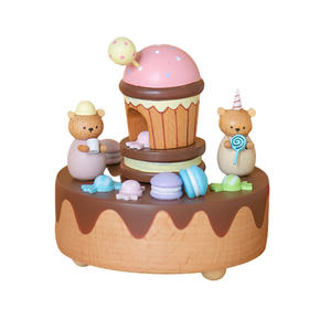猫的天空之城八音盒《小熊甜品屋》木质卡通女生音乐盒机械生日礼物