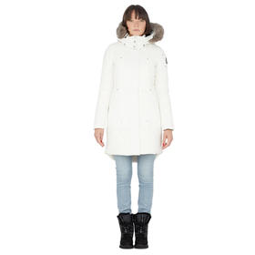 MOOSE KNUCKLES 女士金属驼鹿指关节徽标绗缝连帽羽绒服 白色 M31LP223 897