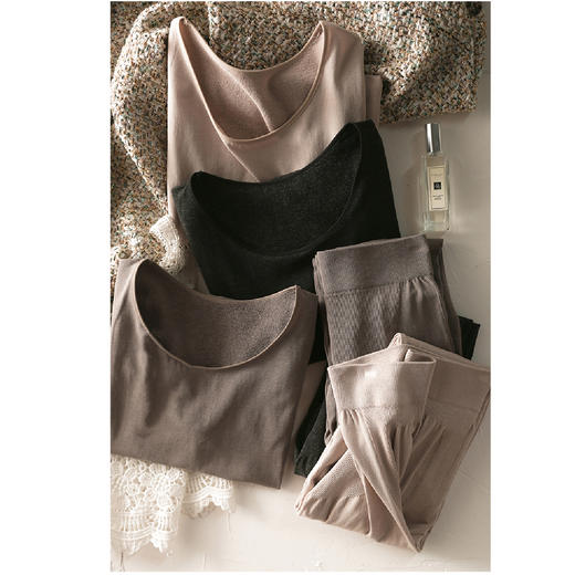 【7天发货】【第二件半价】sikiwi秋冬蚕丝发热内衣+裤（黑色/杏色/深咖）（贴身衣物，不好退换货）~ 商品图4