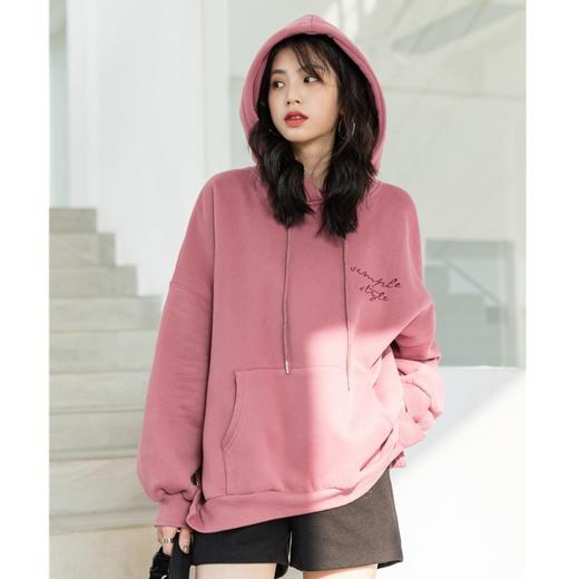 【卫衣女】秋冬新款韩版百搭设计感小众百搭宽松字母印花连帽加绒卫衣女 商品图1