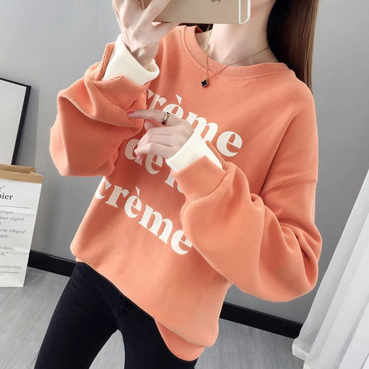 【服饰鞋包】卫衣女秋冬新款圆领宽松印花假两件百搭上衣潮流女装 商品图2