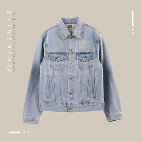 931172262闪电英文刺绣牛仔夹克