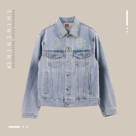 931172262闪电英文刺绣牛仔夹克 商品图0