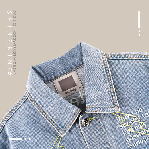 931172262闪电英文刺绣牛仔夹克 商品图1