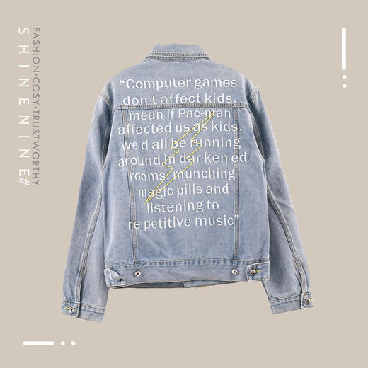 931172262闪电英文刺绣牛仔夹克 商品图3