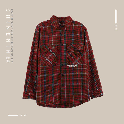 93542165格纹字母印花长袖衬衫外套 商品图0