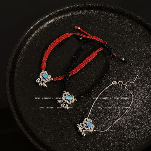 【手饰】ins风潮平安锁手链女简约百搭如意长命锁编制手绳轻奢小众手环男 商品图3