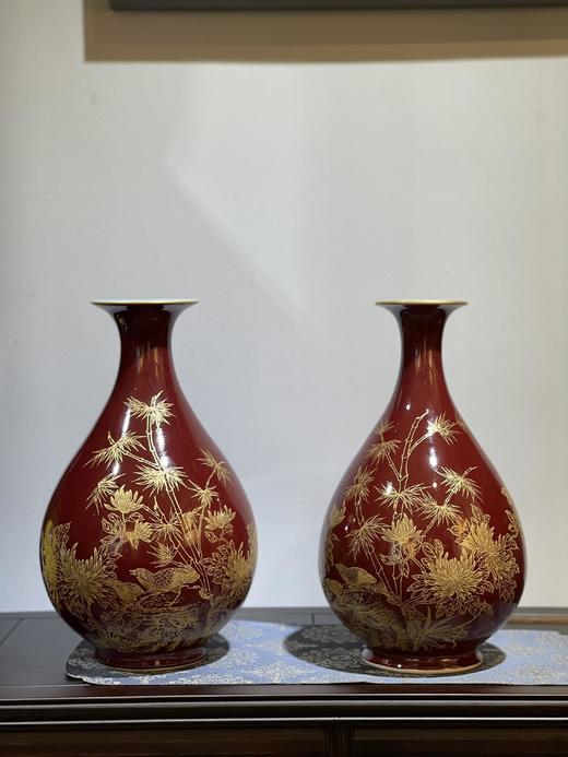 江荣荣：霁红描金竹报平安玉壶春 商品图0