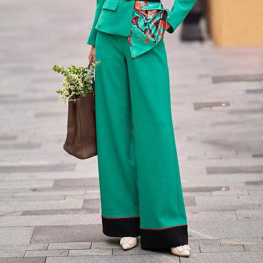 1202037 浮翠流丹 高端立体乱麻面料裤子 雾境 商品图0