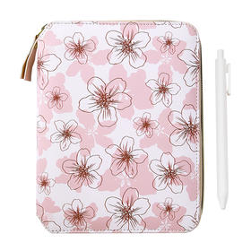 卡杰拉链包128张B6落樱之语CB6J1132-3创意小清新手账本文艺活页纸可拆卸笔记本记事本横线本计划本大学生日记本送礼