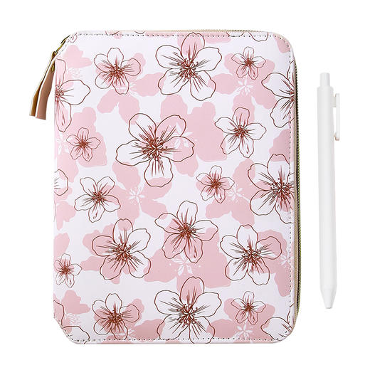 卡杰拉链包128张B6落樱之语CB6J1132-3创意小清新手账本文艺活页纸可拆卸笔记本记事本横线本计划本大学生日记本送礼 商品图0