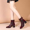 优雅个性，中跟踝靴尖头粗跟皮靴FLS-W163 商品缩略图3