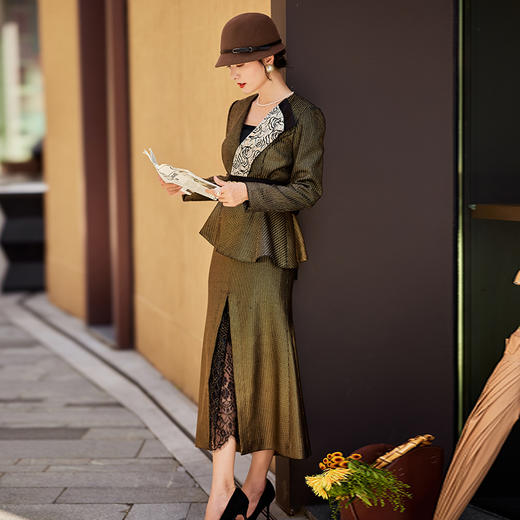 1202027 鎏金岁月 韩国进口定制烫金料人纹料半裙 雾境 商品图3