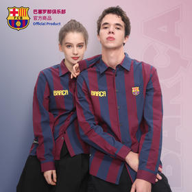 巴塞罗那俱乐部商品丨新款球迷红蓝条纹纯棉衬衣休闲衬衫外套男女