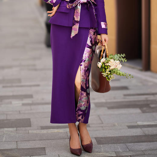 1202006 复古情怀 高端定制编织纹理进口面料，定制亮片半裙 雾境 商品图0