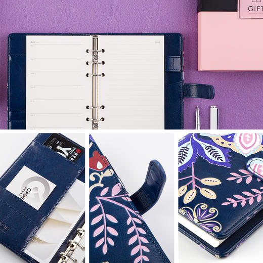 卡杰手账扣带活页本80张A6复古手帐本活页本小清新记事本搭扣日记本子计划本礼盒 商品图3