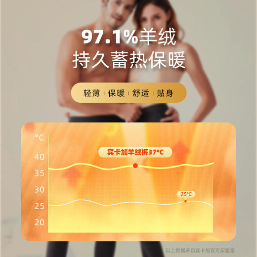 【限时赠送！拍2条送59元洗衣液1瓶】【“软黄金”羊绒裤：一件顶3件，抗寒零下25°】宾卡加纯羊绒保暖打底裤 男女都有 97.1%羊绒+2.9%羊毛 商品图2