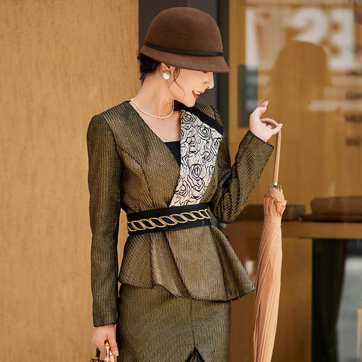 1202026 鎏金岁月 韩国进口定制烫金料人纹料外套 雾境 商品图0