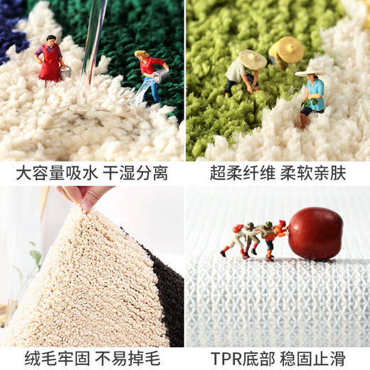 大江植绒地垫柠檬-米黄50*80卧室客厅地毯简约家用厨房卫生间门口吸水防滑脚垫子 商品图3