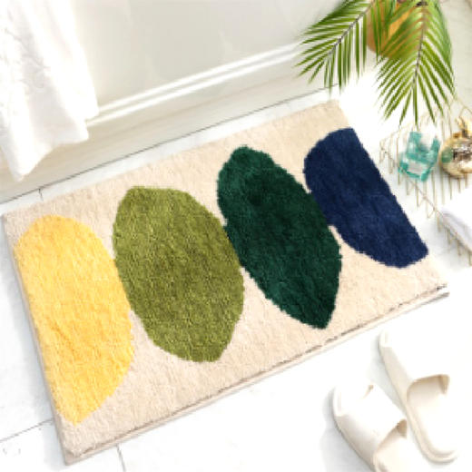 大江植绒地垫柠檬-米黄50*80卧室客厅地毯简约家用厨房卫生间门口吸水防滑脚垫子 商品图0