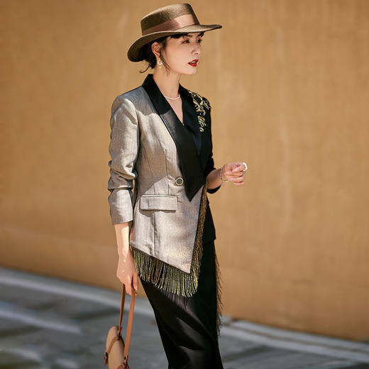 1202021 鎏金岁月 精纺羊毛面料 半裙 雾境 商品图3