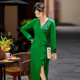 1202074 绿野仙踪 高端斜纹里料，定制提花连衣裙 雾境