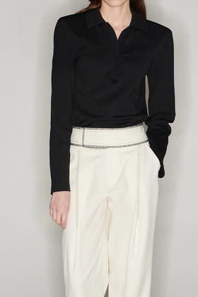 Viktoria Chan | AW2136 Dana marked shoulder polo   [polo上衣 黑/白/米]