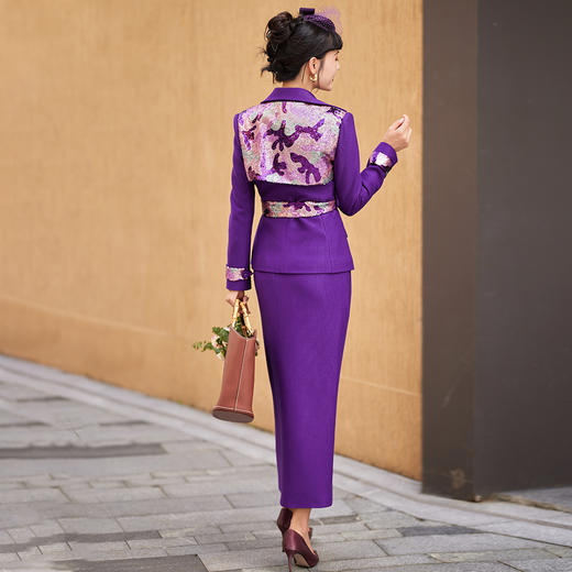 1202006 复古情怀 高端定制编织纹理进口面料，定制亮片半裙 雾境 商品图4