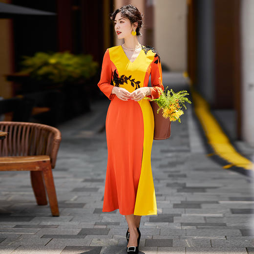 1202060 烟岚云秀 高端TR厚斜纹连衣裙 雾境 商品图0