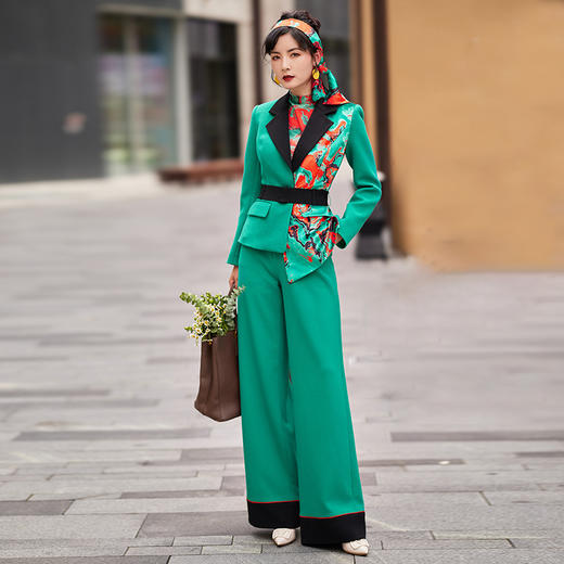 1202037 浮翠流丹 高端立体乱麻面料裤子 雾境 商品图1