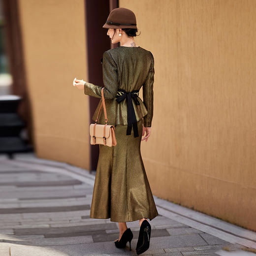 1202027 鎏金岁月 韩国进口定制烫金料人纹料半裙 雾境 商品图4